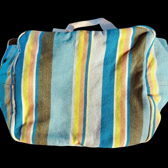 Coldwater Creek 100% Cotton Canvas Candy Stripe Tote Book Bag Hobo Purse - Picture 6 of 11